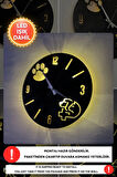 Led Işıklı Veteriner Duvar Saati Sessiz Dekoratif Modern Siyah Ahşap Duvar Saati 40x40cm