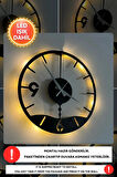 Led Işıklı Modern Mutfak Duvar Saati Sessiz Dekoratif Modern Siyah Ahşap Duvar Saati 40x40cm