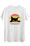 Erkek Beyaz Cat Tee Retro Style