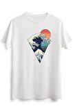 Erkek Beyaz Kanagawa Great Wave Retro