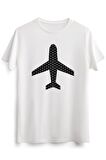 Erkek Beyaz Plane Silhouette With Vector Grid Lines