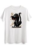 Erkek Beyaz Black Cat Evil Angry Funny Character