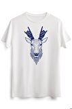 Erkek Beyaz Hipster Deer Shirt Deer Head Rock 'n Roll Antler T-shirt