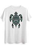 Erkek Beyaz Teal Blue And Black Haida Spirit Sea Turtle