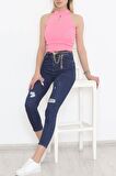 Su Damlalı Halter Yaka Atlet Pembe - 929.1019.
