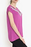 V Desen Pullu Bluz Mor - 17127.599.