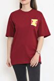 Baskılı Unisex Tişört Bordo - 20203.1778.