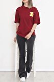 Baskılı Unisex Tişört Bordo - 20203.1778.