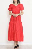 Kuşaklı Poplin Elbise Kırmızı - 727.1247.