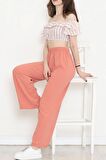 Çizgili Crop Bluz Pudrabeyaz - 18426.631.