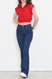 Cep Detaylı Crop Gömlek Kırmızı - 3471.1595.