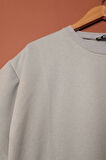 Sıfır Yaka Oversize İki İplik Tişört-Gri