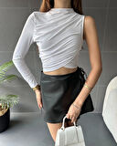 Tek Omuz Drape Detaylı Bluz