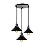 Dylight Retro Metal Siyah Üçlü Sarkıt Avize çap:30cm