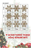 9'lu Ahşap Kar Tanesi Yılbaşı Çam Ağacı Süsleri
