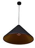 Dylight Retro Metal Dekoratif Rustik Siyah Içi Gold Tekli Sarkıt Avize Çap 50 Cm