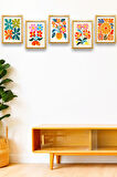 5 Parça Çerçeve Görünümlü Mdf Tablo Seti,  Oturma Odası, Salon, Ofis, Ev Duvar Tablosu