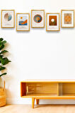 5 Parça Çerçeve Görünümlü Mdf Tablo Seti,  Oturma Odası, Salon, Ofis, Ev Duvar Tablosu