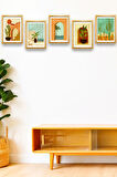 5 Parça Çerçeve Görünümlü Mdf Tablo Seti,  Oturma Odası, Salon, Ofis, Ev Duvar Tablosu