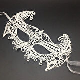 Dodes Beyaz Renk Dantel Kesim Balo Maskesi