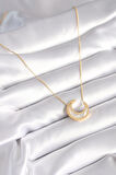 Dodes 316L Çelik Gold Renk Beyaz Sedefli Hilal Model Kadın Kolye TG27BKO8362