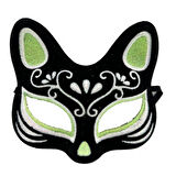 Dodes Siyah Süet Kaplama Gümüş Yeşil Simli Kedi Maskesi