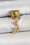 Dodes 316L Çelik Sallantılı Zirkon Taşlı Ay Model Gold Renk Nomination Charm TG27BC1431