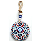 Dodes Üç Damla Desenli Nazar Boncuklu Füzyon Cam Duvar Süsü