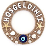 Dodes Deniz Yıldızlı Nazar Boncuklu Çakıl Taşlı İncili Hoş Geldiniz Yazılı Kapı Ve Duvar Süsü  