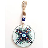 Dodes Turkuaz Ve Lacivert Renk Çiçekli Füzyon Cam Duvar Süsü