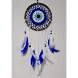Dodes Nazar Boncuğu Desenli Kuş Tüylü El Yapımı Düş Kapanı Duvar Süsü