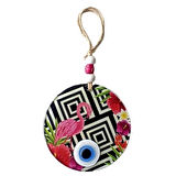 Dodes Pembe Flamingolu Çiçekli Nazar Boncuklu 15 Santimetre Çapında Duvar Süsü