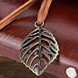 Dodes Yaprak Desenli Kahverengi Deri Defter