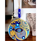 Dodes Çini Gold Desen Nazar Boncuklu Gözlü Duvar Süsü