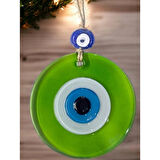 Dodes Şeffaf Yeşil Nazar Boncuklu Duvar Süsü 10 Cm Cam Duvar Dekoru