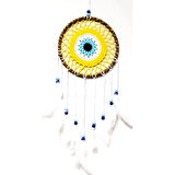 Dodes Nazar Boncuğu Motifli Düş Kapanı El Yapımı Sarı Duvar Süsü