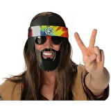 Dodes Siyah Saçlı Bandana Hippi Parti Gözlüğü