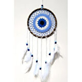 Dodes Nazar Boncuğu Motifli El Yapımı Buz Mavisi Renginde Düş Kapanı Duvar Süsü