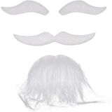Dodes Beyaz Renk Kendinden Yapışkanlı Takma Sakal Bıyık ve Kaş Seti