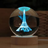 Dodes Dekoratif Eyfel Kulesi Tasarımlı Işıklı Cam Küre