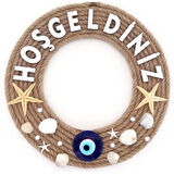 Dodes Deniz Yıldızlı Nazar Boncuklu Çakıl Taşlı İncili Hoş Geldiniz Yazılı Kapı Ve Duvar Süsü  