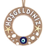 Dodes Deniz Yıldızlı Nazar Boncuklu Çakıl Taşlı İncili Hoş Geldiniz Yazılı Kapı Ve Duvar Süsü  