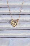 Dodes Dodes 316L Çelik Zincir Altın Renk Zirkon Taşlı Mıknatıslı Kalp Kolye TG27BKO9081