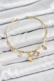 Dodes Dodes Pirinç Zirkon Taşlı Tavşan Ve Kalp Model Gold Renk Charm Bileklik TG27BB7357