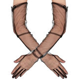 Dodes Uzun Boy Likralı Siyah Yetişkin Mega Tül Eldiven