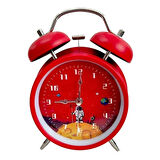 Dodes Astronot Tasarımlı Metal Kırmızı Masa Üstü Alarmlı Çalar Saat