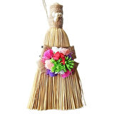 Dodes Çiçekli İnci Boncuklu Mini Boy Çalı Süpürgesi Nostaljik Duvar Dekoru
