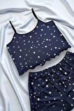 Yıldız Desenli Lacivert Şortlu Pijama Takımı