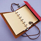 Dodes Küçük Boy Pusula Baskılı Deri Defter