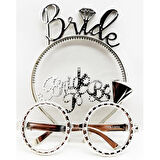 Dodes Bride Yazılı Taç ve Bride To Be Yazılı Gözlük Seti Gümüş Renk